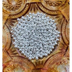 Spacer Beads 4mm Round Sterling Silver Plated Smooth Filler Beads 400 Pieces Lot